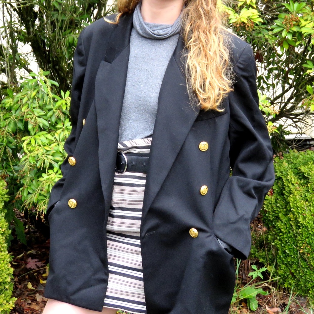 Vintage Dior Black Double-Breasted Blazer 16